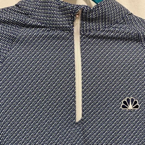 Peter Millar NBC Logo Blue‎ White Ladies Golf Quarter Zip Pullover Size M - Picture 2 of 9